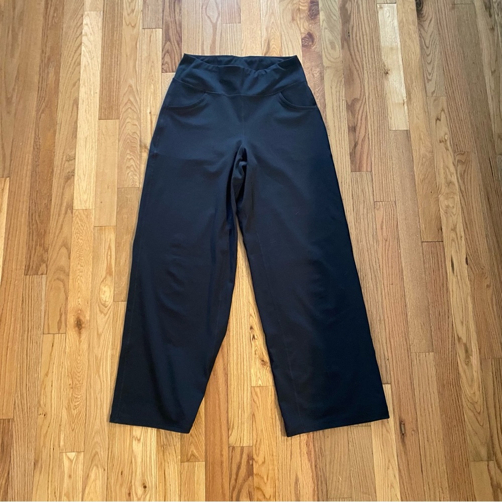Promover Black Wide-Leg Pants Yoga Pants with Pockets